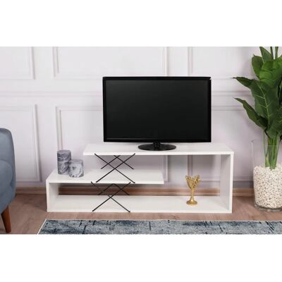 Hanah Home Biały Zigzag Szafka Telewizyjna - Emory - 120x40x30 cm Hanah Home Biały Zigzag Szafka Telewizyjna - Emory - 120x40x30 cm