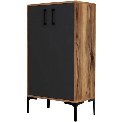 Dulap pentru pantofi Hannah Home - Nuc + Antracit - Dulap pentru pantofi Dulap pentru pantofi Hannah Home - Nuc + Antracit - Dulap pentru pantofi