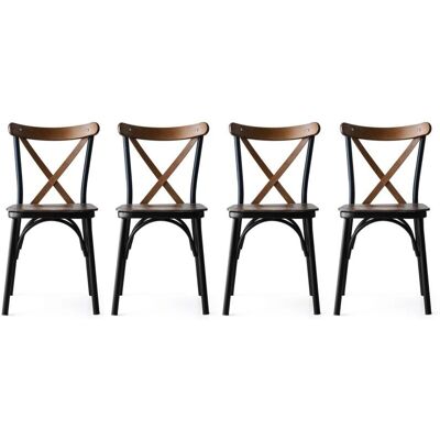 Homeroom Noyer Métal Bois 4 Chaises - Mobilier de Salle à Manger - Publicité Homeroom Noyer Métal Bois 4 Chaises - Mobilier de Salle à Manger - Publicité