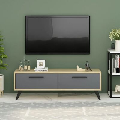 MUEBLES Kailua 616 TV-Schrank - Anthrazit + Helles Holz MUEBLES Kailua 616 TV-Schrank - Anthrazit + Helles Holz