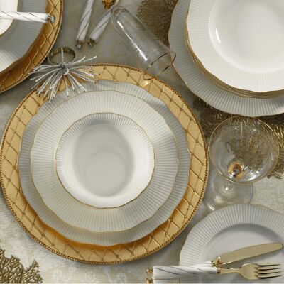 Service de Vaisselle en Porcelaine Kütahya Porselen 18 Pièces - Blanc et Or Élégant - Publicité Service de Vaisselle en Porcelaine Kütahya Porselen 18 Pièces - Blanc et Or Élégant - Publicité