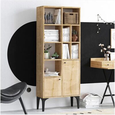 Kailua Y106 Eichenregal - Offen mit Türen - 175x60x30cm Kailua Y106 Eichenregal - Offen mit Türen - 175x60x30cm