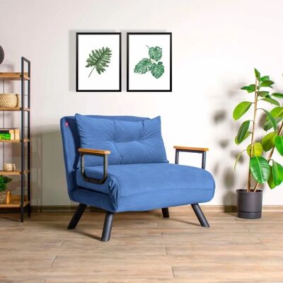 Atelier del Sofa Sando Blau - 1-Sitzer Schlafsofa Atelier del Sofa Sando Blau - 1-Sitzer Schlafsofa