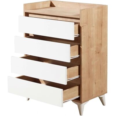 Hanah Home Tuvalle 040 - safir/lemn deschis/Alb - Dulap cu sertare Hanah Home Tuvalle 040 - safir/lemn deschis/Alb - Dulap cu sertare