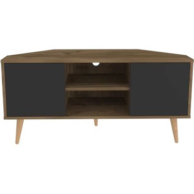Meuble TV d'angle Decorotika Zahav - Noir, Noyer pour TV 55 pouces - Publicité Meuble TV d'angle Decorotika Zahav - Noir, Noyer pour TV 55 pouces - Publicité