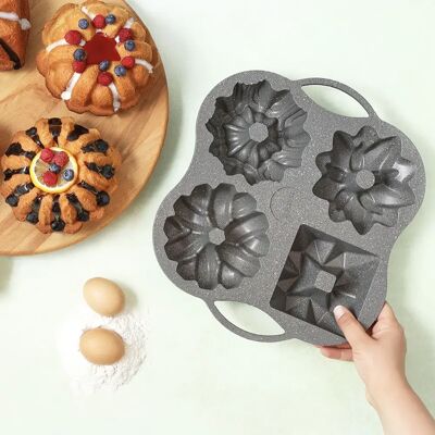 Karaca 8683650003885 Moule à Gâteau 4 pcs - Aluminium Moulé de Haute Qualité - Anti-adhésif, Résistant au Four Karaca 8683650003885 Moule à Gâteau 4 pcs - Aluminium Moulé de Haute Qualité - Anti-adhésif, Résistant au Four