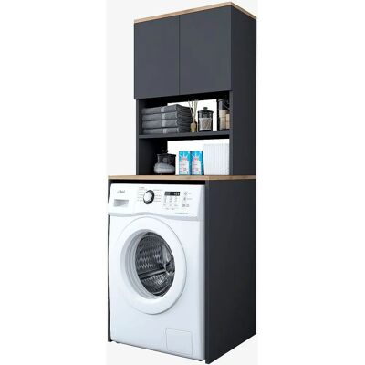 Armario para lavadora Hanah Home - Gris - Muebles de lavandería Armario para lavadora Hanah Home - Gris - Muebles de lavandería