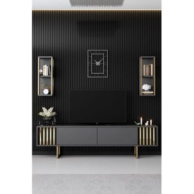MUEBLES Z105 - Antracit, Auriu - Mobilier TV MUEBLES Z105 - Antracit, Auriu - Mobilier TV