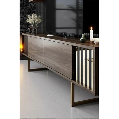 Hanah Home Gold Line Walnuss Schwarz TV-Unit - TV Typ Hanah Home Gold Line Walnuss Schwarz TV-Unit - TV Typ