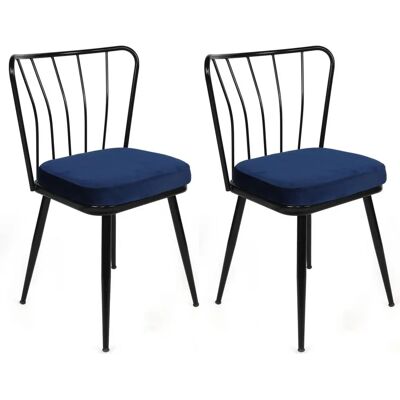 Hanah Home Yildiz Set aus 2 blauen Stühlen Hanah Home Yildiz Set aus 2 blauen Stühlen