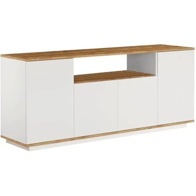 Vente-unique Pine & White 4-Door Sideboard Vente-unique Pine & White 4-Door Sideboard