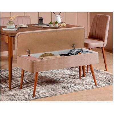 Hanah Home - Set de Masă Extensibil cu Nuc și Piatră - 4 Piese Hanah Home - Set de Masă Extensibil cu Nuc și Piatră - 4 Piese