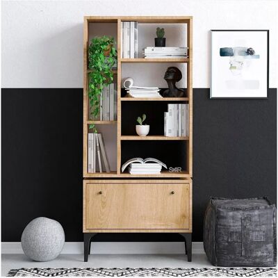 Hanah Home Modell dec0056 - Bücherregal - Braun - Elegantes Eiche & Schwarz Hanah Home Modell dec0056 - Bücherregal - Braun - Elegantes Eiche & Schwarz