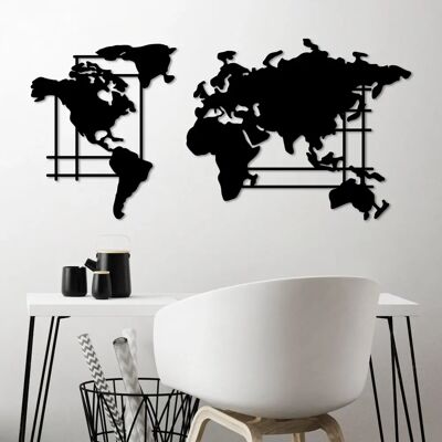 Wallity Mapa del mundo - Accesorio de pared decorativo de metal grande Wallity Mapa del mundo - Accesorio de pared decorativo de metal grande