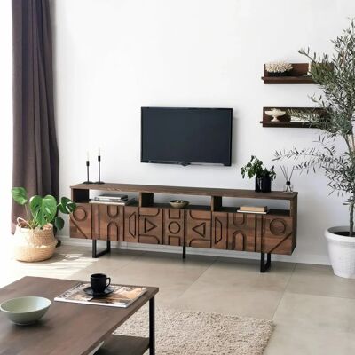Homitis Aristo Træ-TV-bord - Massiv fyr - Moderne rustik stil Homitis Aristo Træ-TV-bord - Massiv fyr - Moderne rustik stil