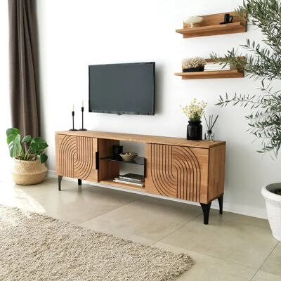 Hanah Home Sariah - Meuble TV en Pin Massif - Style Moderne Hanah Home Sariah - Meuble TV en Pin Massif - Style Moderne