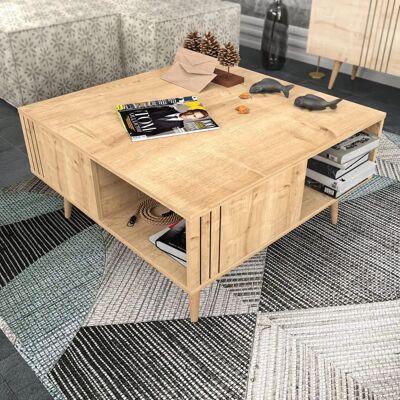 Hanah Home Ronas Dębowe Stolik Kawowy - Stolik do Salonu Hanah Home Ronas Dębowe Stolik Kawowy - Stolik do Salonu