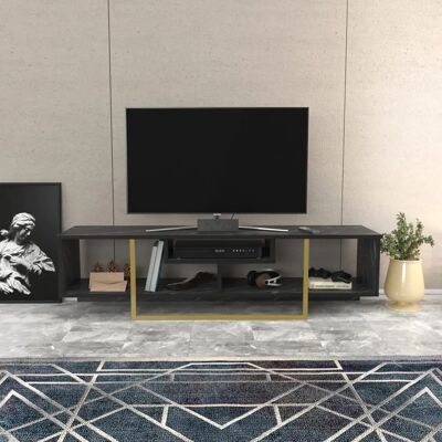 Hanah Home Meuble TV Asal 150 - Noir, Or Hanah Home Meuble TV Asal 150 - Noir, Or
