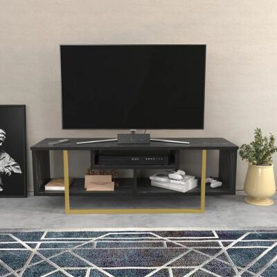 Hanah Home Szafka RTV Asal 120 - Czarna, Złota Hanah Home Szafka RTV Asal 120 - Czarna, Złota