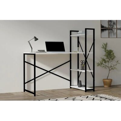 Kalune Design Eliana - Skandinavischer weißer Schreibtisch mit Regal - Schreibtisch Kalune Design Eliana - Skandinavischer weißer Schreibtisch mit Regal - Schreibtisch