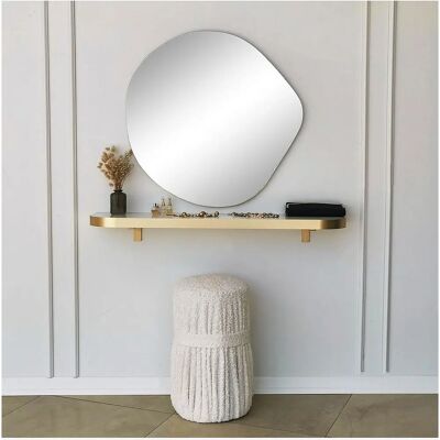 Homitis Asso Goldspiegel - 67x70 cm - Minimalistisches Design - Wandmontage - Elegantes Finish Homitis Asso Goldspiegel - 67x70 cm - Minimalistisches Design - Wandmontage - Elegantes Finish