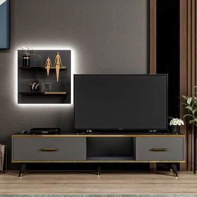 Hanah Home Ameer TV-Einheit - Anthrazit - TV Einheit Hanah Home Ameer TV-Einheit - Anthrazit - TV Einheit