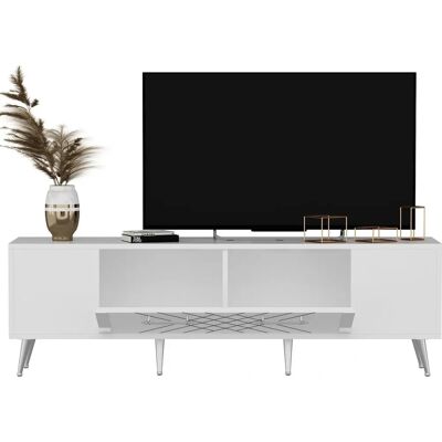 Hanah Home TV-Schrank Detas - Weiß, Silber - Fernsehschrank Hanah Home TV-Schrank Detas - Weiß, Silber - Fernsehschrank