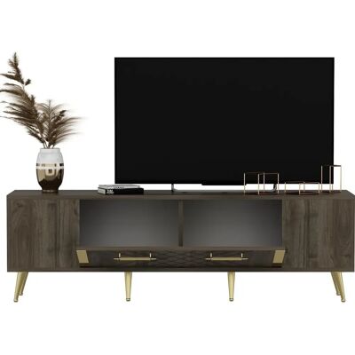 Hanah Home Walnuss Gold TV-Schrank - Modernes Design Hanah Home Walnuss Gold TV-Schrank - Modernes Design