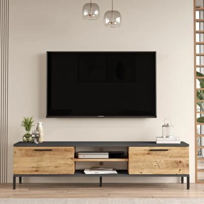 Hanah Home Rl1-Aa Meuble TV - Pin Atlantique & Anthracite - Meuble TV Hanah Home Rl1-Aa Meuble TV - Pin Atlantique & Anthracite - Meuble TV