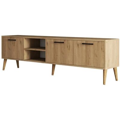 Meuble TV Kailua - Chêne - 3 Portes - 180x53x35cm - Publicité Meuble TV Kailua - Chêne - 3 Portes - 180x53x35cm - Publicité