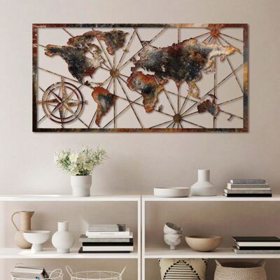 Wallity Mapa Mundial Grande - 120x60 cm - Accesorio de Pared Metálico Decorativo Wallity Mapa Mundial Grande - 120x60 cm - Accesorio de Pared Metálico Decorativo