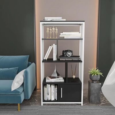 Hanah Home Lolia - Étagère - Blanc et Anthracite - 60 x 120 x 29,5 cm Hanah Home Lolia - Étagère - Blanc et Anthracite - 60 x 120 x 29,5 cm