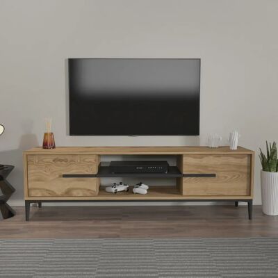 Hanah Home Eslem Szafka pod telewizor - Dąb, Czarny - Meble RTV Hanah Home Eslem Szafka pod telewizor - Dąb, Czarny - Meble RTV