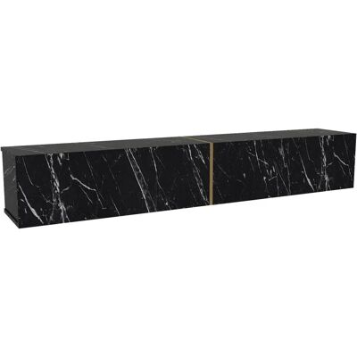 Vente-unique Floating TV Unit with 2 Doors - Black Marble Effect - Dinoma Vente-unique Floating TV Unit with 2 Doors - Black Marble Effect - Dinoma