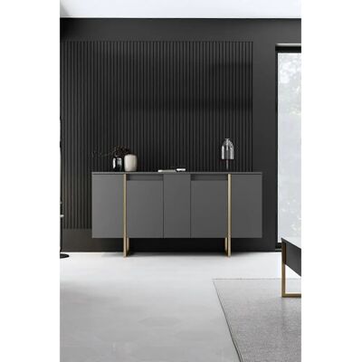 Consola Hanah Home Luxe - antracita, dorado - Consola Consola Hanah Home Luxe - antracita, dorado - Consola