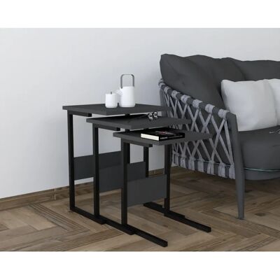 Hanah Home Nesting Tisch - Schwarz - 3 Stück - Wohnzimmer Hanah Home Nesting Tisch - Schwarz - 3 Stück - Wohnzimmer