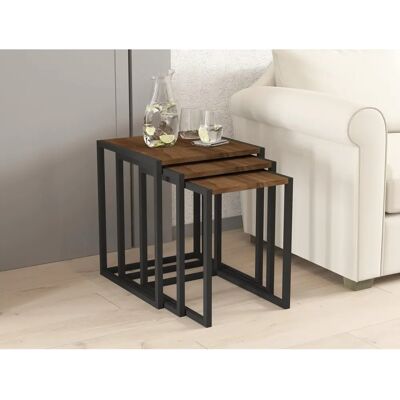 Hanah Home Tali Nesting Tables - Schwarz, Nussbaum - Möbel Hanah Home Tali Nesting Tables - Schwarz, Nussbaum - Möbel