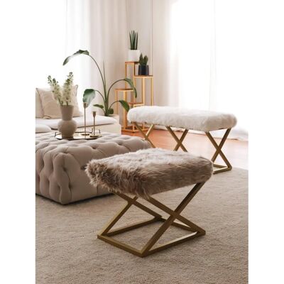 Atelier del Sofa Puff Capraz Pelush - Złoty, Brązowy - Puff Atelier del Sofa Puff Capraz Pelush - Złoty, Brązowy - Puff