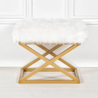 Atelier del Sofa Puff Capraz Plush - Gold, White - Hocker Atelier del Sofa Puff Capraz Plush - Gold, White - Hocker