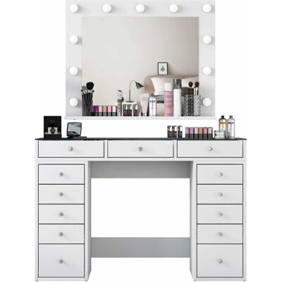 Hanah Home Zayn Masă de Machiaj Albă - Design Modern Hanah Home Zayn Masă de Machiaj Albă - Design Modern