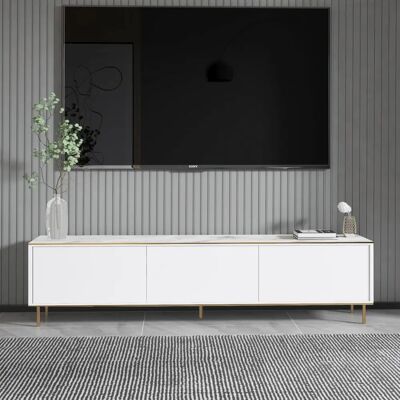 Hanah Home Meuble TV Imaj - Marbre, Blanc - Meuble TV - Publicité Hanah Home Meuble TV Imaj - Marbre, Blanc - Meuble TV - Publicité