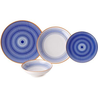 Hermia 387GRP1359 Ensemble de Vaisselle en Porcelaine - Bleu, Blanc - 24 pcs - Publicité Hermia 387GRP1359 Ensemble de Vaisselle en Porcelaine - Bleu, Blanc - 24 pcs - Publicité