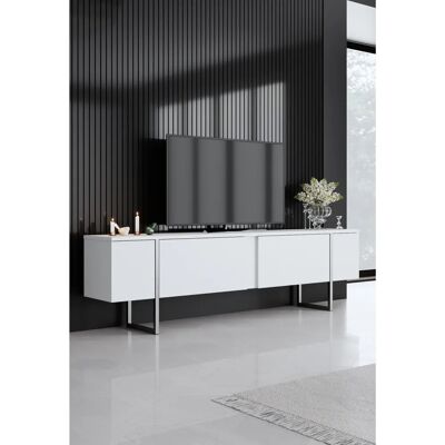 Kailua Z100 Weiß & Silber 2-türiger TV-Schrank - TV Stand Kailua Z100 Weiß & Silber 2-türiger TV-Schrank - TV Stand