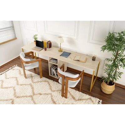 Hanah Home Birou de Studiu Dublu - Travertin, Auriu - Birou de Studii Hanah Home Birou de Studiu Dublu - Travertin, Auriu - Birou de Studii
