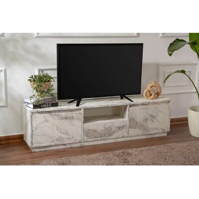 Menzzo Mobilier TV Modern - 3 Uși Efect de Marmură - 160cm Menzzo Mobilier TV Modern - 3 Uși Efect de Marmură - 160cm