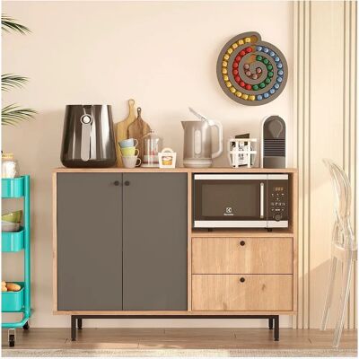 Homitis Modernes Mehrzweckschrank - 120x85x35.5cm - Grau & Karamell Homitis Modernes Mehrzweckschrank - 120x85x35.5cm - Grau & Karamell