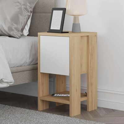Hanah Home Nachttisch Ema - Saphir Eiche, Weiß - Bedside table Hanah Home Nachttisch Ema - Saphir Eiche, Weiß - Bedside table