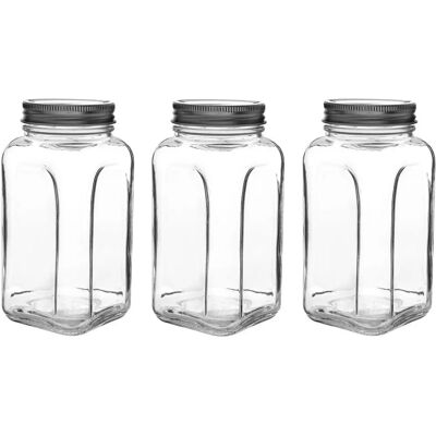 Hermia 238PLN1305 Container de Bucătărie - Set de Borcane din Sticlă, 3 buc, 0,82 L Hermia 238PLN1305 Container de Bucătărie - Set de Borcane din Sticlă, 3 buc, 0,82 L