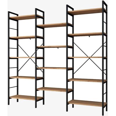 Walnuss Schwarz Bücherregal - Verstellbare Regale - Modernes Design Walnuss Schwarz Bücherregal - Verstellbare Regale - Modernes Design