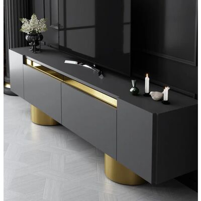 Skye Decor - Bohem Gold TV Stand - Anthracite Or - TV Stand - Publicité Skye Decor - Bohem Gold TV Stand - Anthracite Or - TV Stand - Publicité